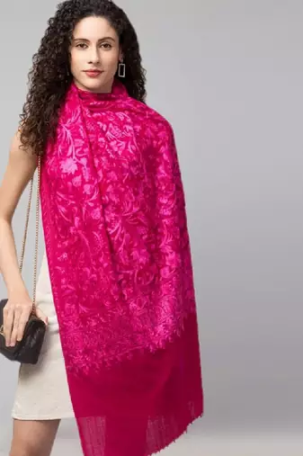 Floral embroidered wool stole
