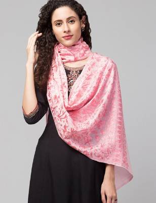 Women floral embroidered pure woolen kashmiri shawl 1