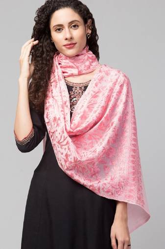 Women floral embroidered pure woolen kashmiri shawl