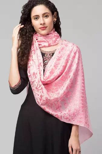 Women floral embroidered pure woolen kashmiri shawl