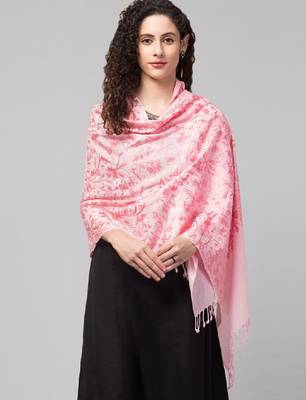 Women floral embroidered pure woolen kashmiri shawl 2