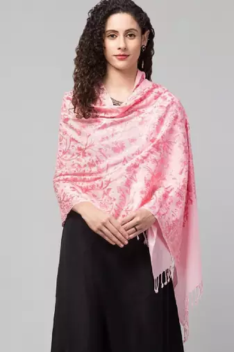 Women floral embroidered pure woolen kashmiri shawl