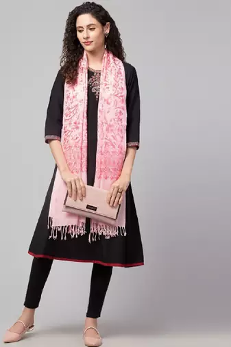 Women floral embroidered pure woolen kashmiri shawl