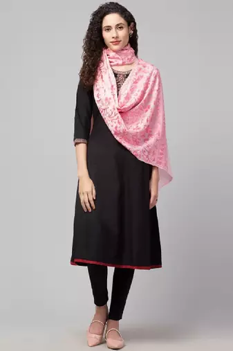 Women floral embroidered pure woolen kashmiri shawl