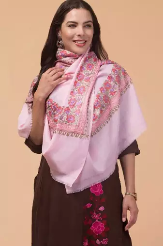 Floral kashmiri embroidered pure woollen shawl