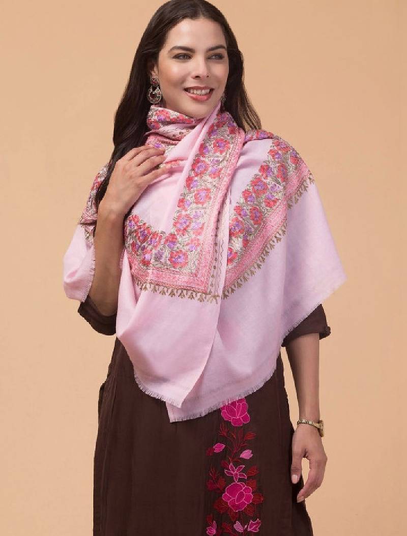 Floral kashmiri embroidered pure woollen shawl