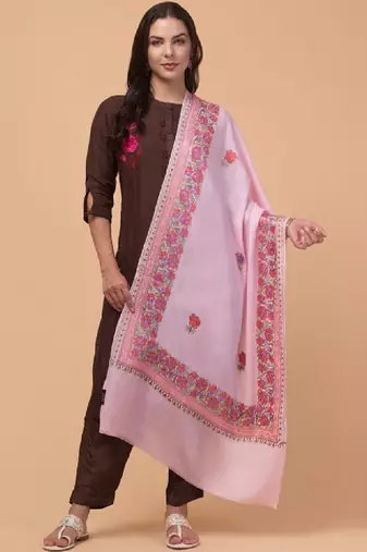 Floral kashmiri embroidered pure woollen shawl