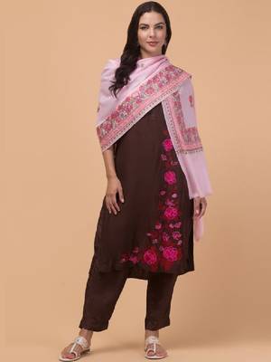 Floral kashmiri embroidered pure woollen shawl 3