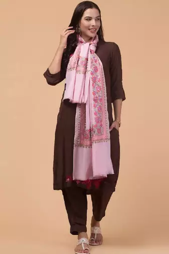 Floral kashmiri embroidered pure woollen shawl