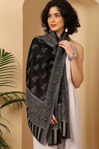 Women ethnic motifs woven design pashmina stole