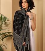 Women ethnic motifs woven design pashmina stole