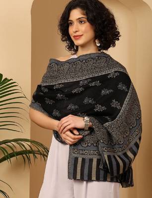 Women ethnic motifs woven design pashmina stole 2