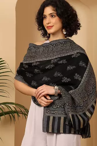 Women ethnic motifs woven design pashmina stole