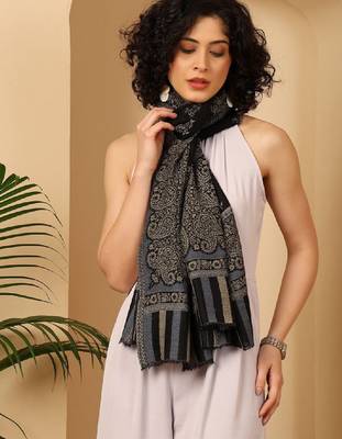 Women ethnic motifs woven design pashmina stole 3