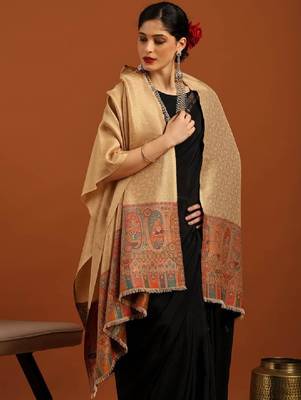 Ethnic motifs woven design aari work shawl 2