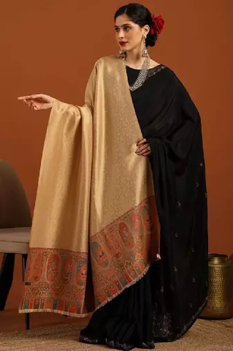 Ethnic motifs woven design aari work shawl