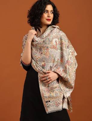 Paisley woven design soft bamboo stole with tasselled border 1