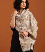 Paisley woven design soft bamboo stole with tasselled border