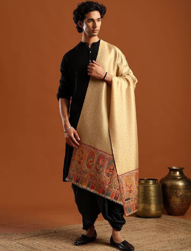 Ethnic motifs woven design zari shawl