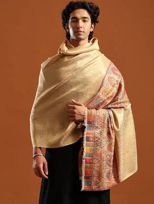 Ethnic motifs woven design zari shawl 2
