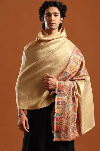 Ethnic motifs woven design zari shawl