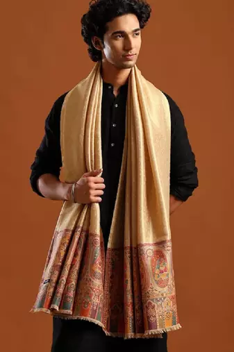 Ethnic motifs woven design zari shawl
