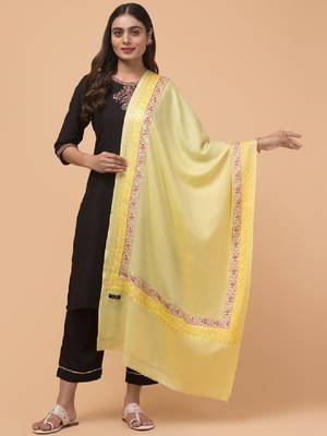 Floral embroidered woollen shawl 1