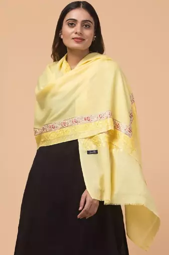 Floral embroidered woollen shawl