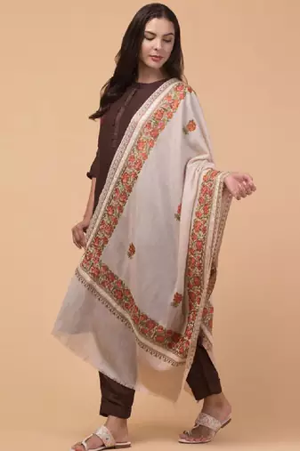 Floral kashmiri embroidered pure woollen shawl