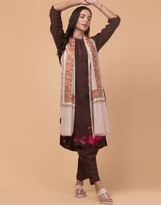Floral kashmiri embroidered pure woollen shawl 4