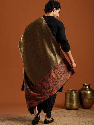 Floral woven design pure acrylic shawl 2