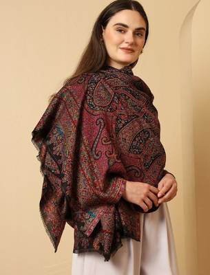 Women paisley woven design shawl 4