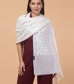 Floral embroidered aari work woollen stole