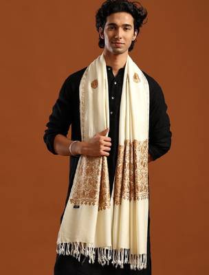 Floral woven design pure wool shawl 1