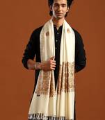 Floral woven design pure wool shawl