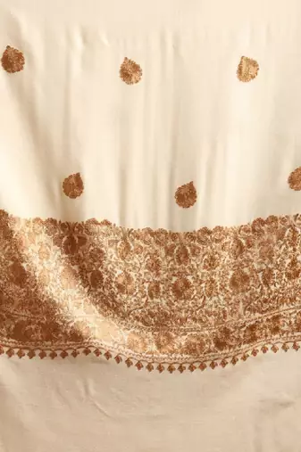 Floral woven design pure wool shawl