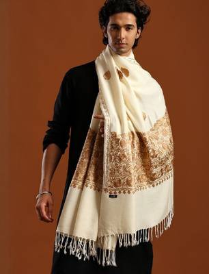 Floral woven design pure wool shawl 4