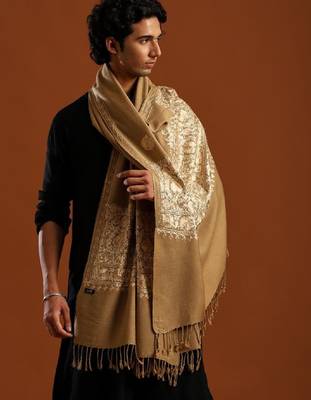 Floral embroidered aari work shawl 2