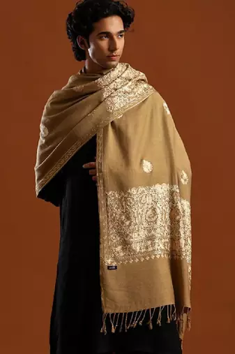 Floral embroidered aari work shawl