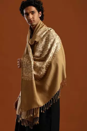 Floral embroidered aari work shawl