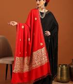 Floral embroidered aari work tasselled shawl