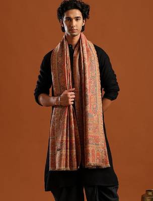 Floral woven design pure wool shawl 1