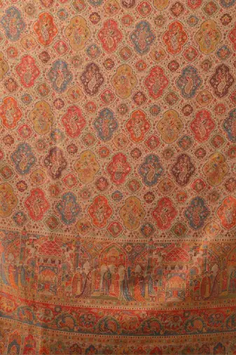 Floral woven design pure wool shawl