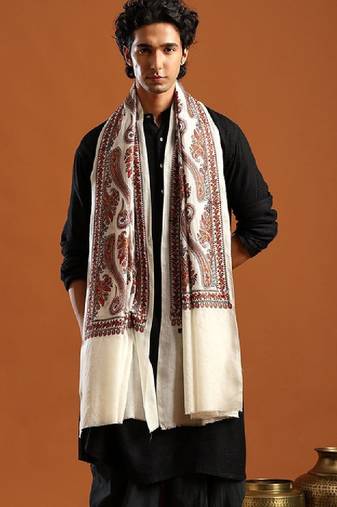 Geometric woven design pashmina shawl