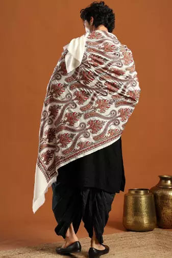 Geometric woven design pashmina shawl