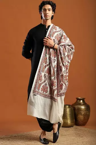 Geometric woven design pashmina shawl