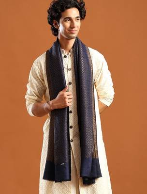 Men ethnic motif woven design reversible zari shawl 1