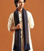 Men ethnic motif woven design reversible zari shawl