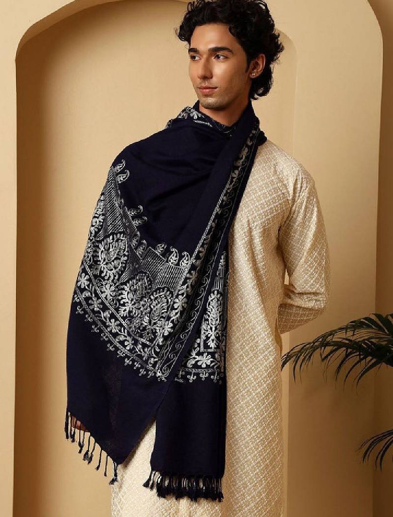 Floral embroidered shawl