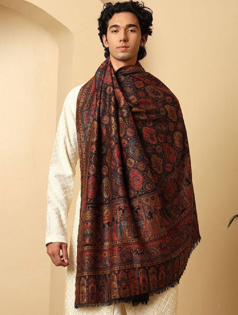 Ethnic motifs woven design shawl